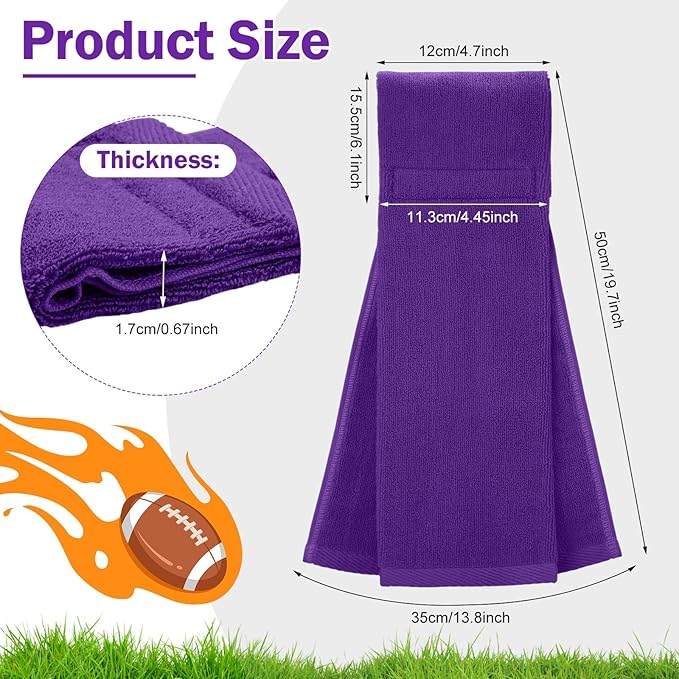 Shimeyao 2 Pcs Cotton Sports Football Towel with Closure Pitching Football Sweat Towel for Sports Gym Men Women Accessories(Purple,Classic)