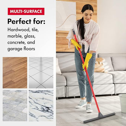 Tyroler Floor Squeegee for Concrete Floors, 17" Heavy Duty Squeegee for Floor, Squeegees Broom for Floors with 55" 4 Part Handle Perfect for Tiles, Marble, Garage, Deck, Patio, Bathroom, Shower