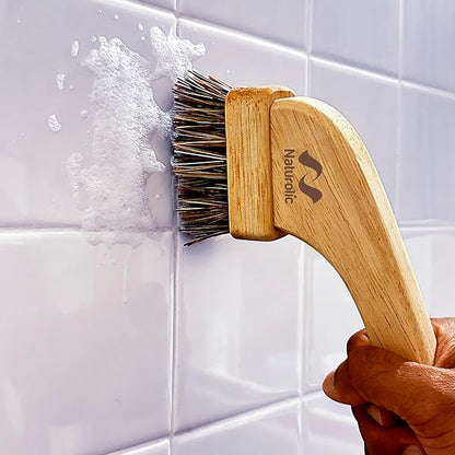 All-Natural Grout Brush Set | Wooden Cleaning Brush for Tile and Floor | Durable Floor Scrubber for Bathroom and Kitchen | Eco-Friendly Household Cleaning Tools – Pack of 2