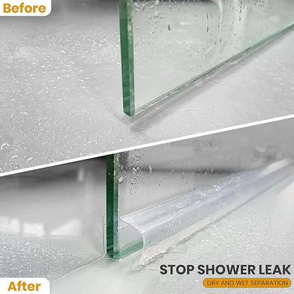 Bathroom Shower Glass Door Bottom Seal Strip, 2PCS 36 Inch Long Clear PVC Seal Strips for 5/16"(8mm) Thick Framless Glass Door Panel