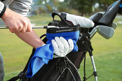 Club Scrub Towel Pro, Golf Club and Ball Cleaning Pouch with Attached Towel, Waterproof Exterior, Clean Face Technology Liner, Machine Washable, Cleans Club Grooves, Waffle-Weave Microfiber