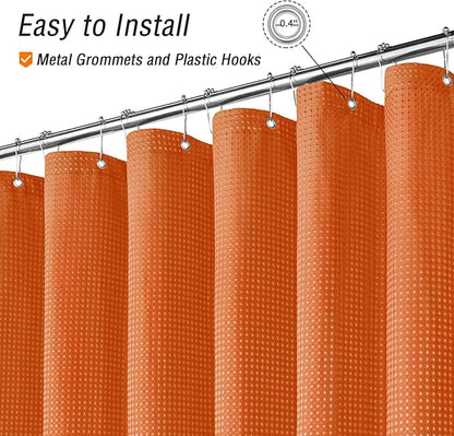 Gibelle Small Stall Shower Curtain 36 x 72, Narrow Half Waffle Weave Textured Fabric Shower Curtain for Bathroom, Water Repellent, Machine Washable, Burnt Orange
