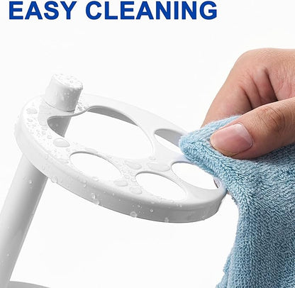 Metal Toothbrush Holder Stand for Bathroom: Stainless Steel Ventilated Organizer with Slots for Electric Toothbrushes, Toothpaste, Razors & Small Comb, Unique Footprint Base Design, White