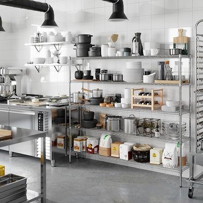 14" Deep x 72" Wide x 64" Height Wire Shelving Kit | 5-Tier | NSF Commercial Storage Rack Unit