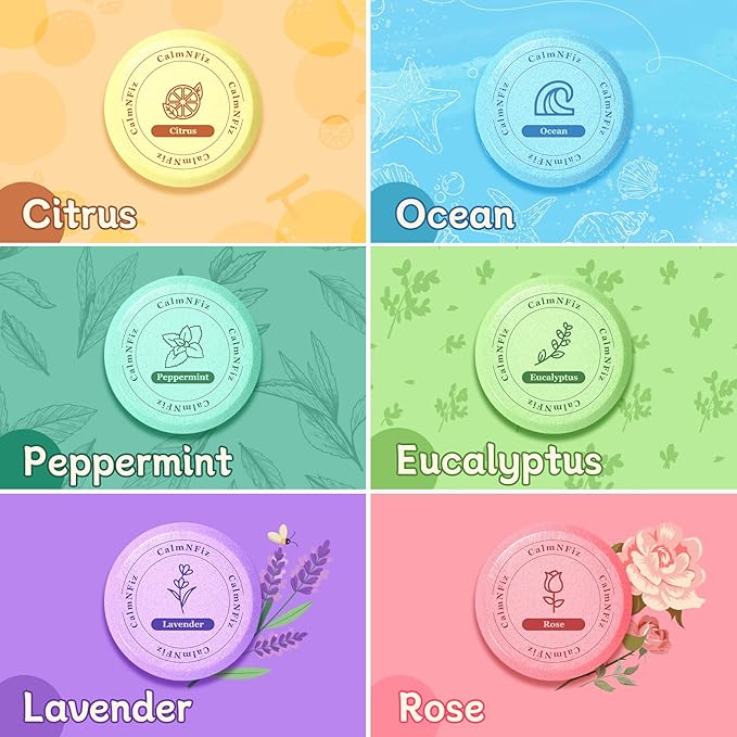 6 Pack Shower Steamers Aromatherapy, Stocking Stuffers for Women Men, Birthday Gifts for Her, Christmas White Elephant Gifts for Mom Adults Teen, Relaxation Self Care Natural Essential Oil