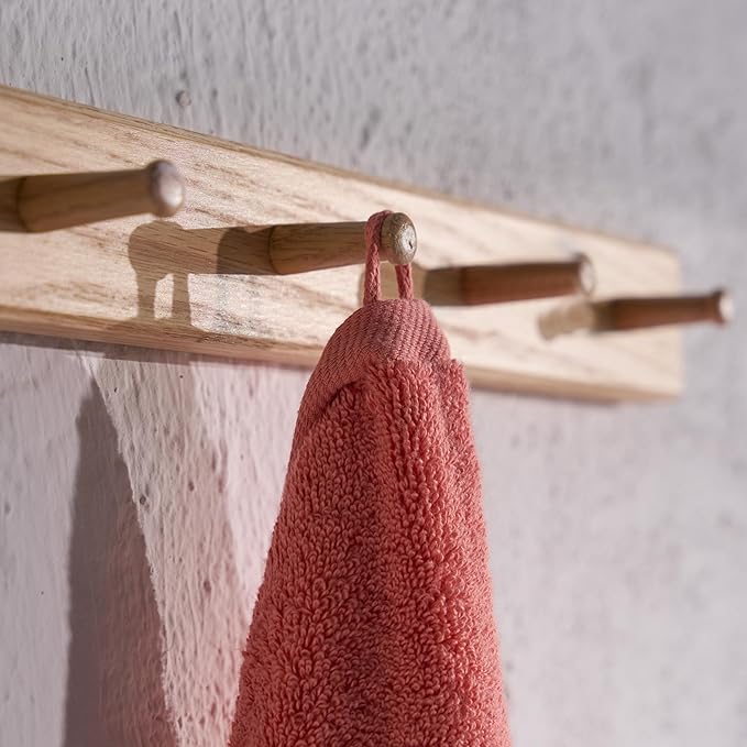 BAGNO MILANO Organic Turkish Cotton Bath Towels, Luxury Jacquard Collection, Certified Organic Highly Absorbent, Soft-Plush Towel Set (Coral Red, 4 Pcs Hand Towel Set)