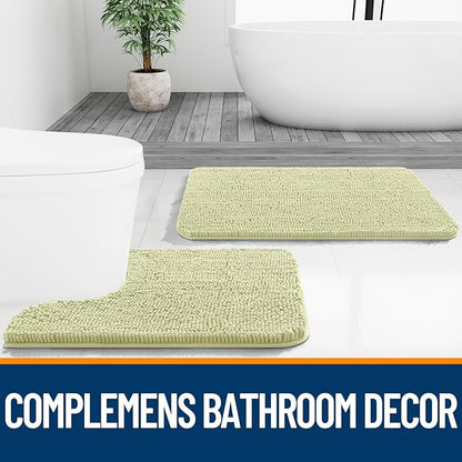 OLANLY Bathroom Rugs 24x16, Extra Soft Absorbent Chenille Bath Rugs, Rubber Backing Quick Dry, Machine Washable Bath Mats for Bathroom Floor, Tub and Shower, Home Decor Accessories, Vanilla
