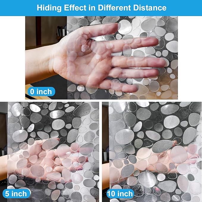 UFRIDAY Stall Shower Curtain Liner 36x72 Inch,EVA Plastic Waterproof Shower Curtain with 2 Magnets,Heavy Duty,Semi Transparent, 3D Cobblestone Bathroom Liner