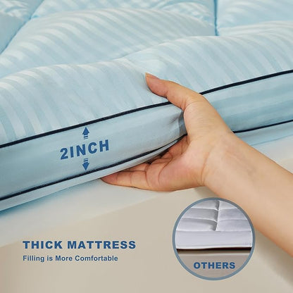 BEDLORE Queen Mattress Topper, Thick Pillow Top Pad for Back Pain Relief, Soft Mattress Cover with Deep Pockets 6-18 inch