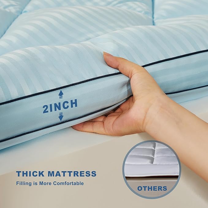 BEDLORE California King Mattress Topper, Thick Pillow Top Pad for Back Pain Relief, Soft Mattress Cover with Deep Pockets 6-18 inch
