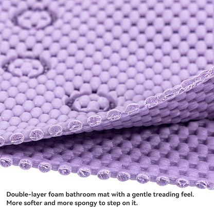 Double Layer Foam Non Slip Bathtub Mat 37x17in, More Comfortable and Thicker Tub Mat Than Ordinary Foam Shower Mat, Bath Mat for Tub with Suction for Comfort and Safety (P-Purple, 36'' x 17'')