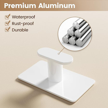 pickpiff Adhesive Towel Hooks for Bathroom: 20LB Extra Strong Wall Hanger for Shower Kitchen RV Dorm Apartment, White 4 Pack