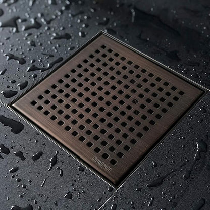 Neodrain 6 in Square Shower Drain, Oil Rubbed Bronze, Removable Quadrato Pattern Grate, with PVC Shower Drain Base and Rubber Gasket, Square Drainage. CUPC Certified, Includes Hair Strainer, ORB
