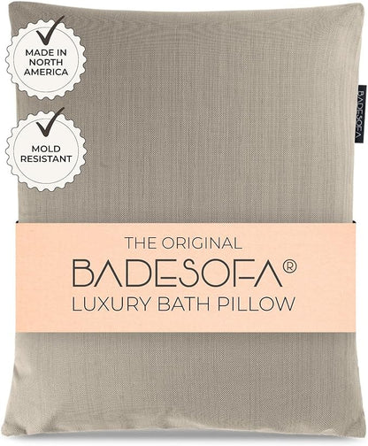 BADESOFA® Luxury Bath Pillow S - Ultra Comfortable & Quick-Drying Bath Back Pillow - Washable Full Body Bath Pillow for Bathtub - Therapeutic Head and Neck Support - Luxury Spa Cushion in Beige