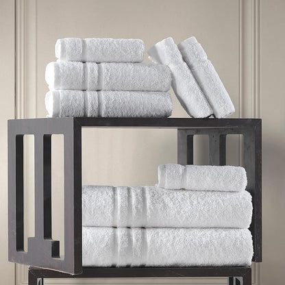 Hawmam Linen White 6 Piece Bath Towels Set for Bathroom Original Turkish Cotton Soft, Absorbent and Premium 2 Bath Towels, 2 Hand Towels, 2 Washcloths