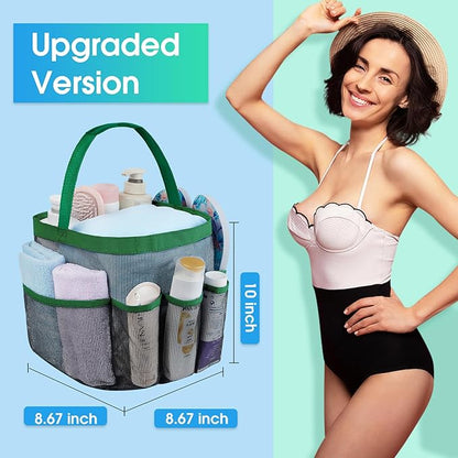 Attmu Mesh Shower Caddy Portable for College Dorm Room Essentials with 8 Pockets, Hanging Shower Caddy Dorm Basket, Quick Dry Shower Bag for Bathroom