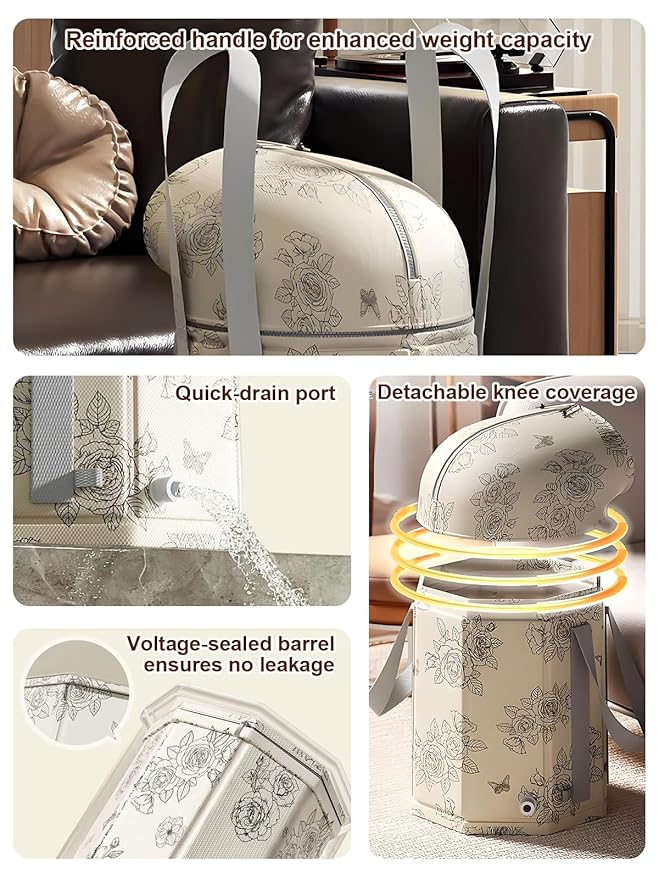 Foot Bath Basin Portable Travel Collapsible Foot Basin Folding Foot Bath Tub Soaking Feet Bucket for Camping Washing Fully Wrapped Knee Fumigation