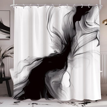 Cinbloo Black and White Marble Shower Curtain 72Wx72H Abstract Modern Neutral Ombre Grey Minimalist Bathroom Decor Elegant Ink Texture Cloth Fabric Bathroom Decor with 12 Hooks