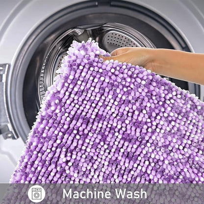 Yimobra Chenille Bathroom Rugs, 28x17.5, Extra Soft Bath Mats for Bathroom Non Slip, Fluffy Plush Luxury Shower Mat Outside, Water Absorbent, Machine Washable, Purple & Lavender