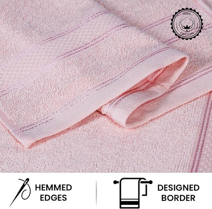 Casa Lino Bath Towel Set of 8 (2 Bath Towels, 4 Wash Cloths & 2 Hand Towels for Bathroom) - 100% Cotton - Highly Absorbent & Quick Dry - Guest Room Essentials for Bathroom Set - (Blush Pink)