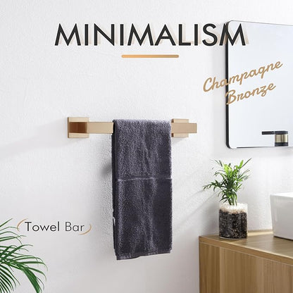 KOKOSIRI 12-Inch Towel Bar for Bathroom Kitchen Towel Holder Wall Mounted SUS304 Stainless Steel Towels Rack, Champagne Bronze B4003CPG-L12