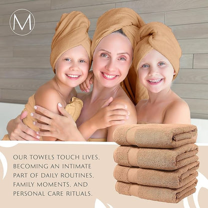 Maura Exquisite 4-Piece Turkish Bath Towel Set: Ultra-Soft, Thick, and Plush Towels for a Premium Hotel Experience in Timeless Classic Brown Elegance, Extra Large 30"x56"