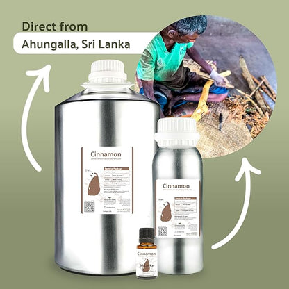 Cinnamon Essential Oil - Direct from Sri Lankan Essential Oils - 100% Pure - Natural Aceite de Canela for Aromatherapy & Wellness - Premium Grade (2lbs)
