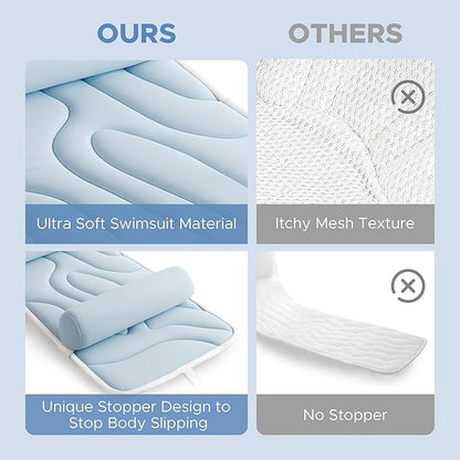 Sunlit Ultra Soft Full Body Bath Pillow for Bathtub, Luxury Thick Tub Pillow for Head Neck Back Support with Lumbar Pillow Multi-Function Stopper, Spa Pillow with Strong Suction Cups, Bath Accessories