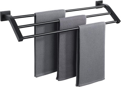 Alise Bath 3 Towel Bars,Towel Holder Towel Racks for Bathroom Wall Mount,Heavy Duty SUS304 Stainless Steel Towel Hanger Towel Rails,Matte Black,24-Inch
