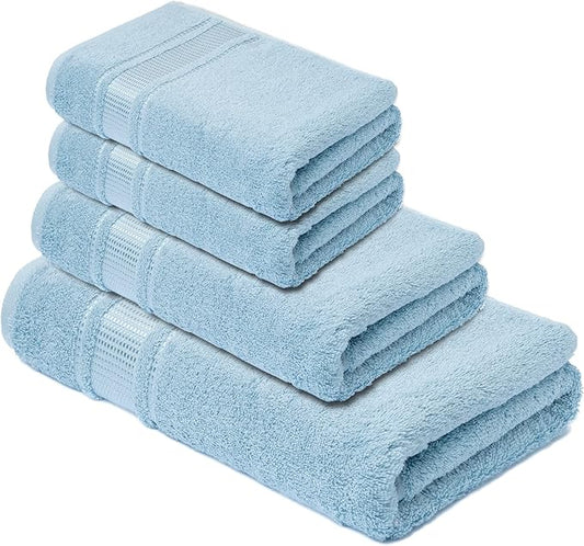 Melissa Linen, 4 Piece Towel Set, 1 Bath Hand 2 Fingertip Towels, 100% Turkish Cotton Towels for Bathroom, Absorbent, Quick Dry, Durable, Shower Towel, Cobalt Blue, Multi Size,(13CBLT1S4)