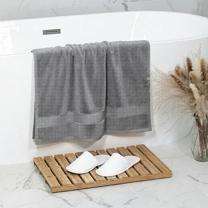 Cloudura Luxury Bath Towels-100% Cotton | Quick Dry | Lightweight | Thick,I Good for Spa,Gym & Hotel Quality,(27'x54')-Soft & Absorbent (Grey, Set of 2)