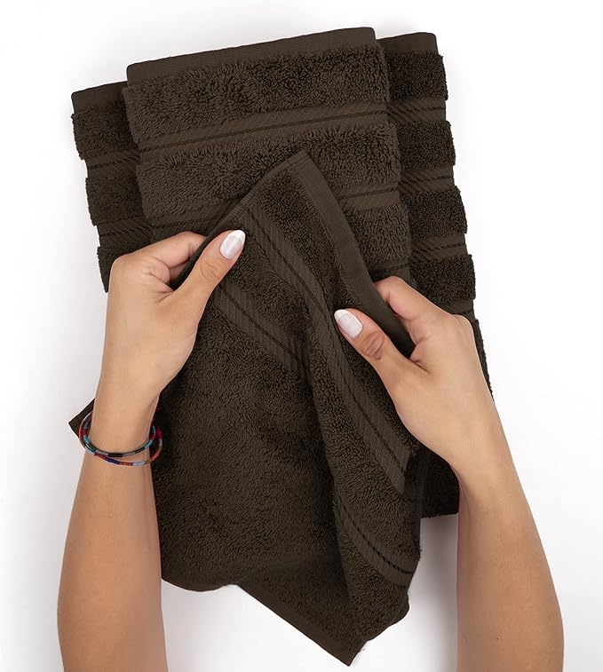 American Soft Linen Luxury 4 Piece Bath Towels, 600 GSM 100% Cotton Turkish Bath Towels for Bathroom, 27x54 in Extra Large Bathroom Shower Towels, Brown
