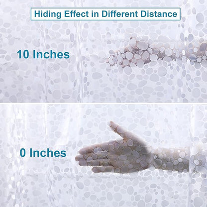 NTBAY EVA Semi-Transparent Clear Shower Curtain with Pebbles, Water-Repellent Liner with 3 Magnets for Bathroom, 72x72 Inches