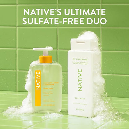 Native Body Wash Contains Naturally Derived Ingredients | For Women & Men, Sulfate, Paraben, & Dye Free Leaving Skin Soft and Hydrating | Key Lime & Sugar 18 oz