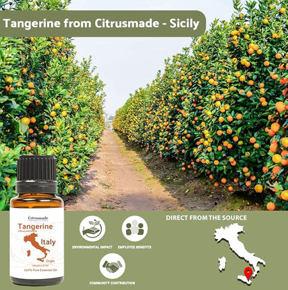 Tangerine Essential Oil - Direct from Citrusmade in Sicily, Italy - Essential Oils for Diffusers & Aromatherapy | 100% Pure Therapeutic Grade (15ml)