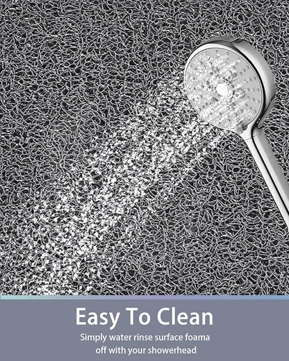 Mecko Non-Slip Shower Mat, Anti-Slip Bath Mat with Suction Cups – Quick-Drying Loofah Texture for Tub with for Indoor and Outdoor Use, Bathtubs and Wet Areas (Grey, 16"x40")