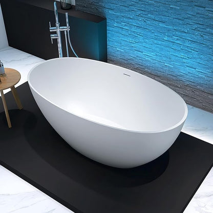55'' Resin Stone Soaking Bathtub Freestanding Bathtub Solid Surface Modern Tubs with Overflow and Pop-up Drain in White…