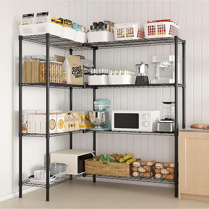8 Tier Storage Racks Shelving, Heavy Steel Pantry Shelves, Adjustable Wire Shelving Rack, Suitable for Garage, Kitchen, Bathroom, Office, 35" W x 14" D x 106" H, Black