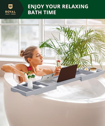 ROYAL CRAFT WOOD Premium Foldable Bathtub Tray - Expandable Bath Tray for Tub - Luxury Bathtub & Bathroom Accessories