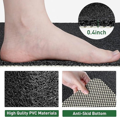 Shower Mat Non Slip,27 x 27 Inch Extra Large Bath Mat with Drain,Soft Square Loofah Shower Stall Mat Bathtub Mat for Bathroom,Without Suction Cups (Black)