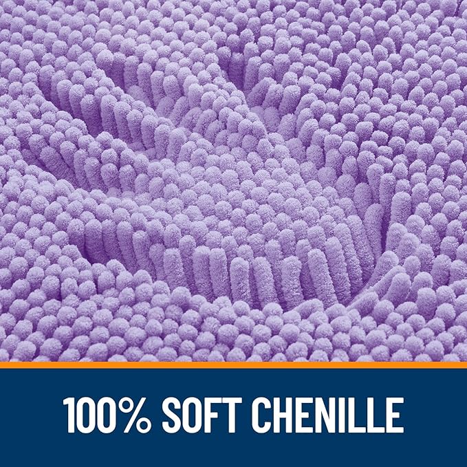 OLANLY Bathroom Rugs 59x35, Extra Soft Absorbent Chenille Bath Rugs, Rubber Backing Quick Dry, Machine Washable Bath Mats for Bathroom Floor, Tub and Shower, Home Decor Accessories, Lavender