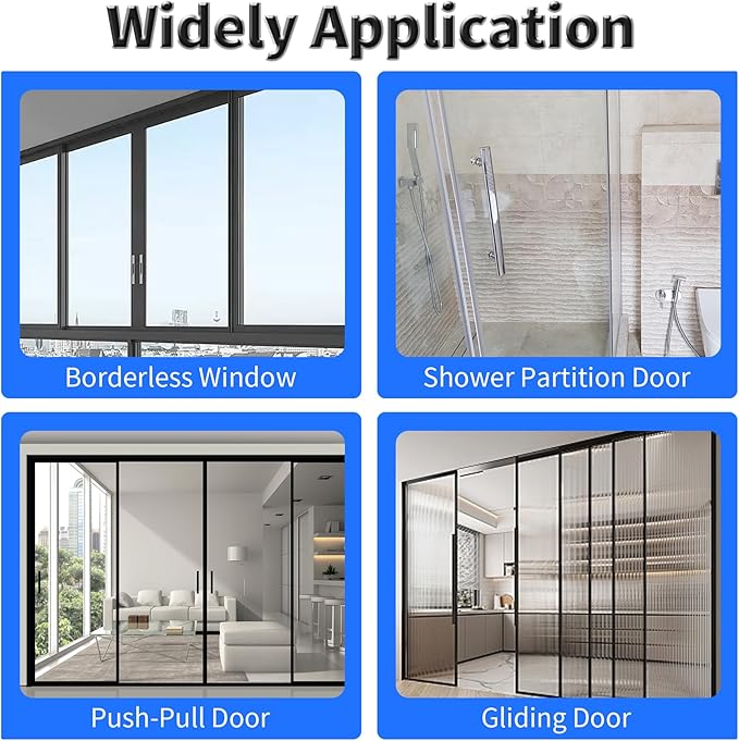 Shower Door Side Seal Strip,79 Inch F-Type Frameless Shower Door Seal, F-Type Shower Door Sweep for 3/8"(10mm) Thick Glass