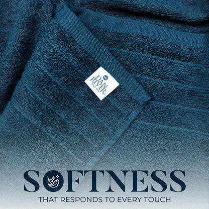 DAN River Extra Large Bath Towels Set of 4, 30 x 60 Inches - 100% Cotton Larger & Lighter Weight Towels for Bathroom - Quicker to Dry, Super Soft & Highly Absorbent Towels for Home, Blue Opal