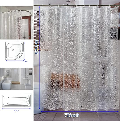 Bostofy EVA 3D Waterproof Shower Curtain Liner, Clear Extra Long Bathroom Shower Liner with Rustproof Metal Gromments and Weighted Magnet,72”Width x 84”Length