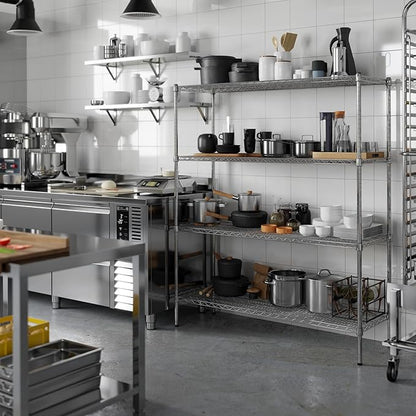 18" Deep x 54" Wide x 64" Height Wire Shelving Kit | 4-Tier | NSF Commercial Storage Rack Unit