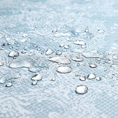 Extra Long Shower Curtain - Chantilly Lace Design, Heavyweight Polyester, Storm Blue to White Ombre, 72" W x 84" H