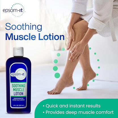 EPSOM-IT Soothing Muscle Lotion - Epsom Salt Magnesium Sulfate Cream Arnica for Muscle Stiffness, Topical Magnesium Lotion, Providing Comfort for Legs, Knee and Feet, 8.0 oz., 2-Pack