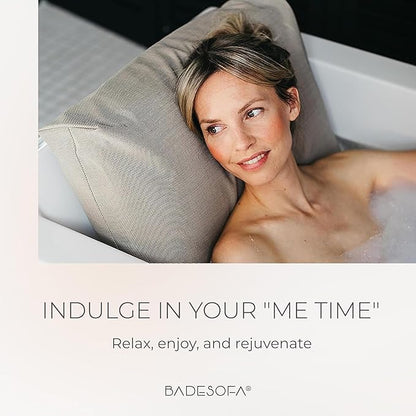 BADESOFA® Luxury Bath Pillow M - Lusciously Soft & Comfortable Tub Pillow for Bathtub - Washable & Quick-Drying Bath Back Pillow - Non-Slip Full Body Tub Pillow - Luxury Spa Cushion in Beige