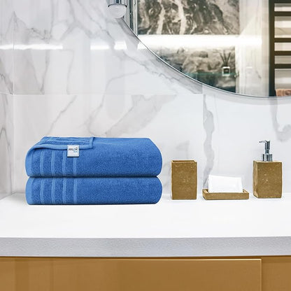 Avalon Towels Bath Towels Set of 4, Size 30 x 60 Inches, Highly Soft and Absorbent, Quick Drying, Lightweight, Perfect for Daily Use (Blue)