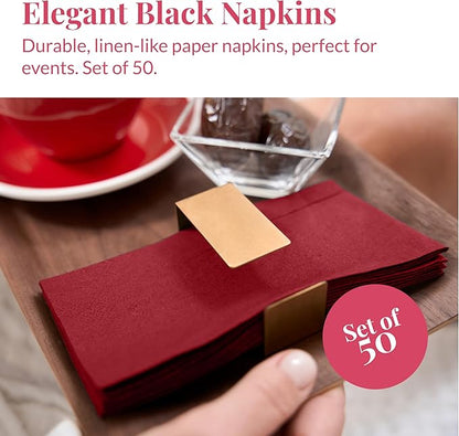 Prestee Red Napkins for Table - Disposable - Soft and Absorbent Paper Hand Towels for Dinner Parties and All Types Events - Pre folded Linen Feel Napkins - Paper Towels 7.8 x 4in and 50 Count